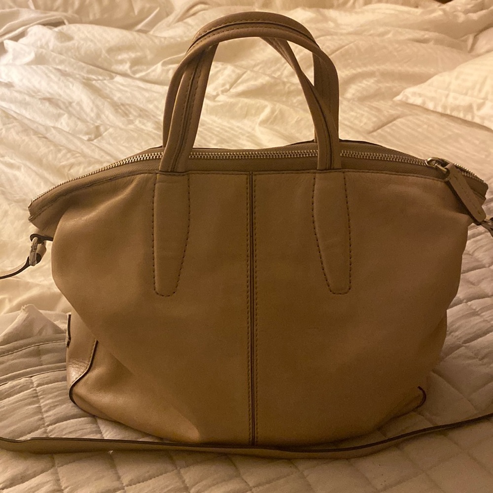 Tumi beige leather tote/bag